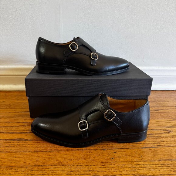 Saks Fifth Avenue Other - Saks Fifth Avenue "Matthew Leather" Double Monk Strap Shoes * Black * Size 9